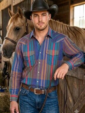 Longhorn By Niver Western Wear USA Vintage New Mens Button Down Shirt Rodeo XL